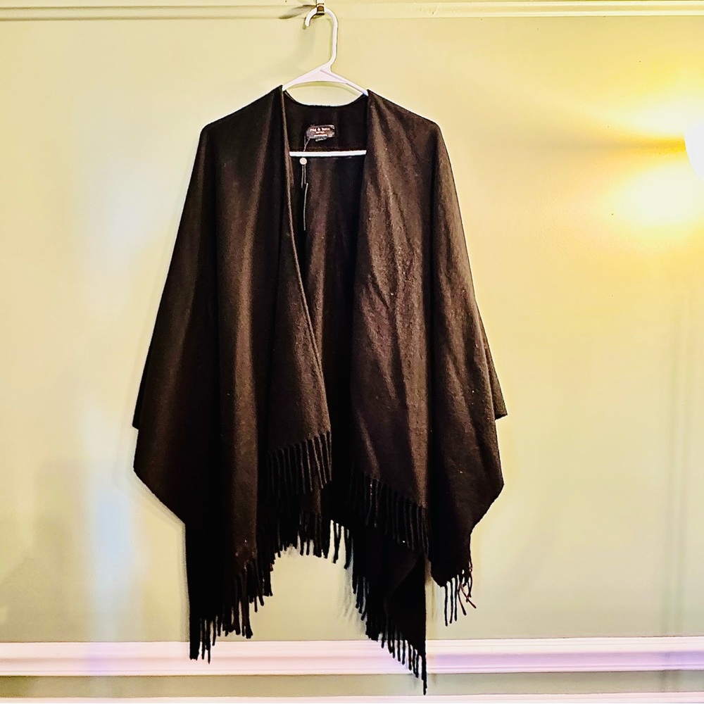 Rag and Bone- 100% Black Cashmere Fringed Poncho, OS, NWT, PERFECT GIFT